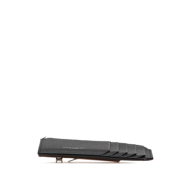 Pre-owned Saint Laurent Grain de Poudre Fragments Zipped Card Case Black