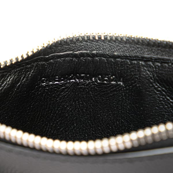 Pre-owned Saint Laurent Grain de Poudre Fragments Zipped Card Case Black