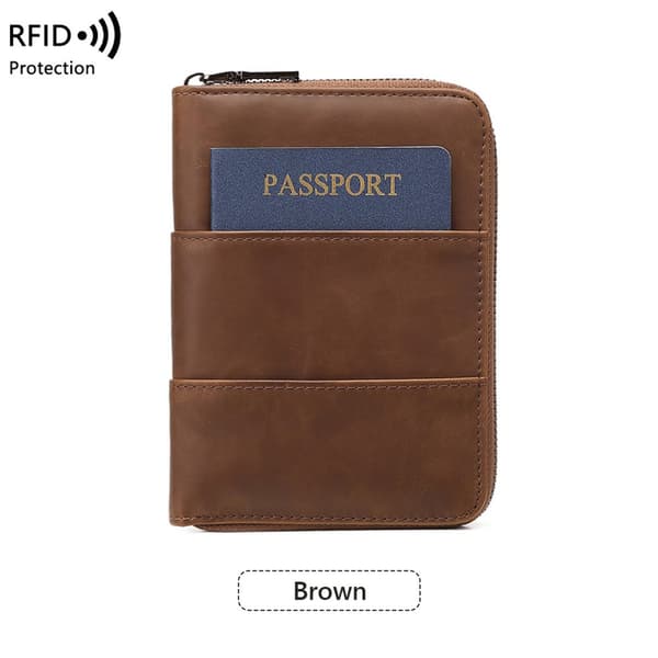 INF RFID-blockerande passfodral och reseplånbok Brun