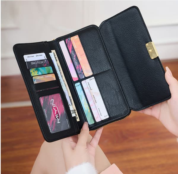 INF Ny RFID Multifunksjonell Trifold Lang Lommebok for Kvinner