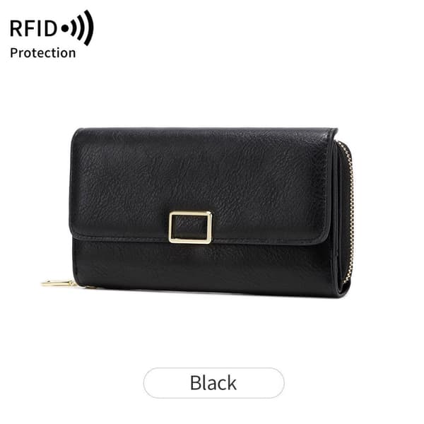 INF Ny RFID Multifunksjonell Trifold Lang Lommebok for Kvinner