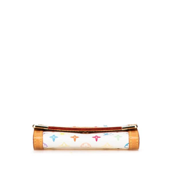 Pre-owned Louis Vuitton Monogram Multicolore Porte Monnaie Plat White