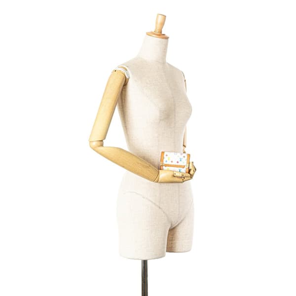 Pre-owned Louis Vuitton Monogram Multicolore Porte Monnaie Plat White