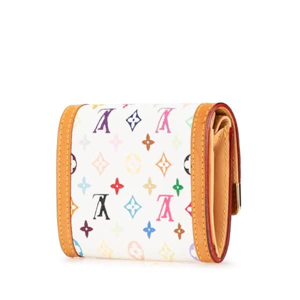Pre-owned Louis Vuitton Monogram Multicolore Porte Monnaie Plat White
