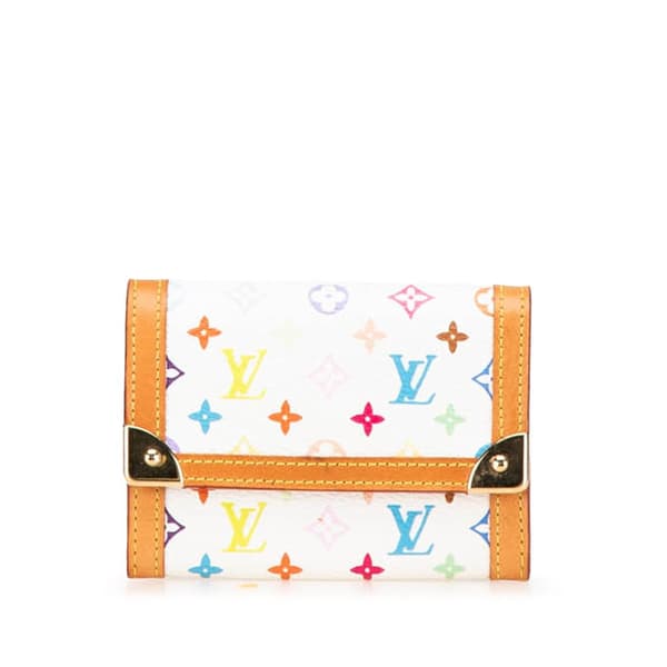 Pre-owned Louis Vuitton Monogram Multicolore Porte Monnaie Plat White