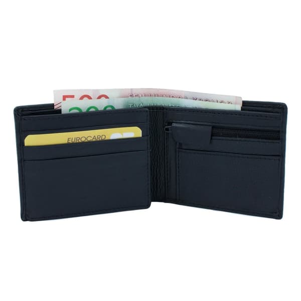Plånbok i kalvskinn, svenskt passform, svart