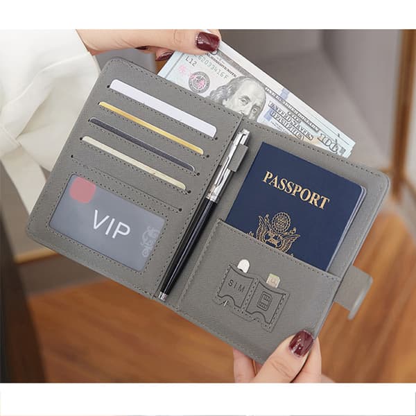 INF RFID-blockerande plånbok, smal reseplånbok med dragkedja