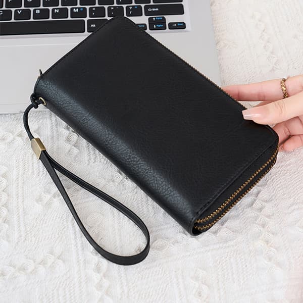 INF RFID-suojauksella varustettu lompakko naisille, tilava clutch-käsilaukku rannehihnalla