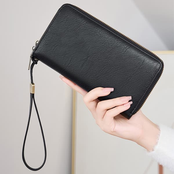 INF RFID-suojauksella varustettu lompakko naisille, tilava clutch-käsilaukku rannehihnalla