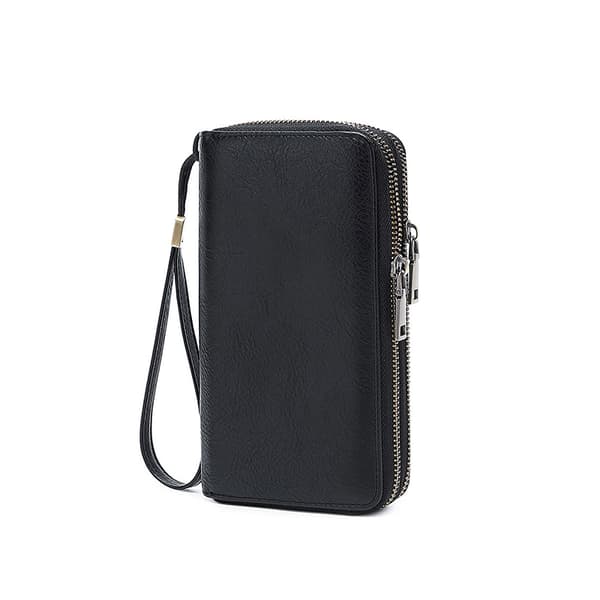 INF RFID-suojauksella varustettu lompakko naisille, tilava clutch-käsilaukku rannehihnalla
