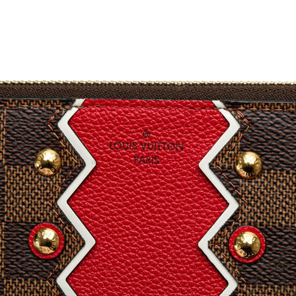 Pre-owned Louis Vuitton Damier Ebene Karakoram Zippy Wallet Brown