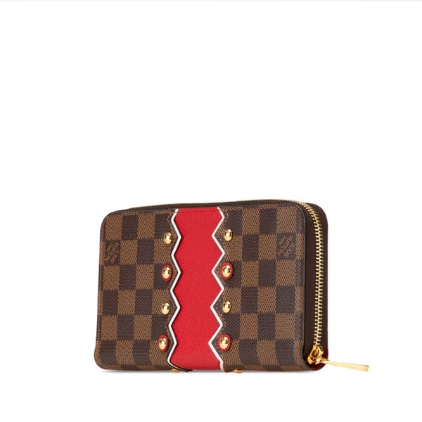 Pre-owned Louis Vuitton Damier Ebene Karakoram Zippy Wallet Brown
