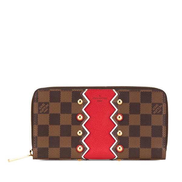 Pre-owned Louis Vuitton Damier Ebene Karakoram Zippy Wallet Brown
