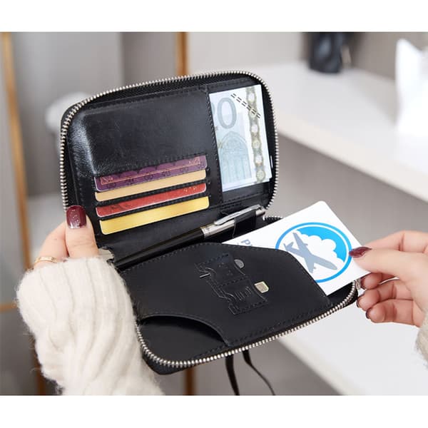 INF Svart passfodral i PU-läder med RFID-blockering