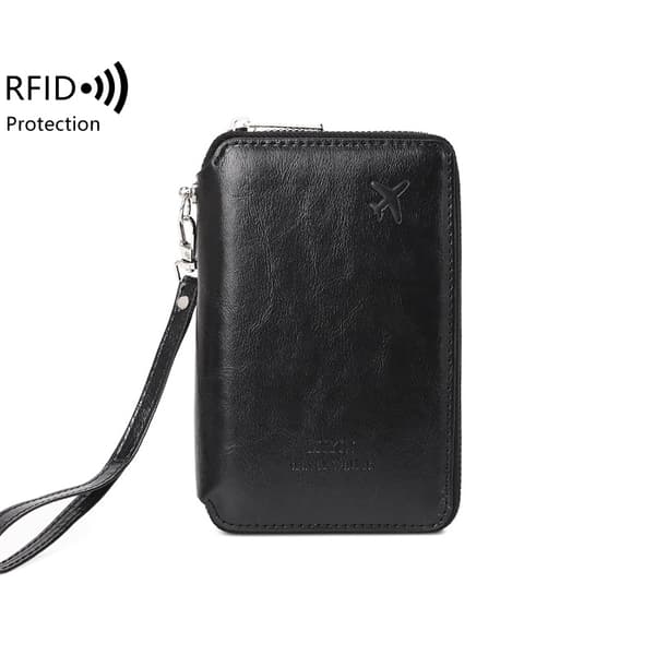 INF Svart passfodral i PU-läder med RFID-blockering