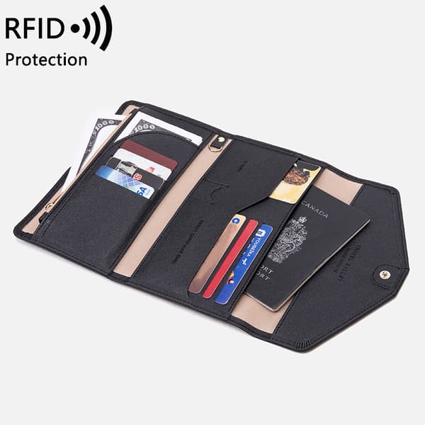 INF Svart plånbok i PU-läder med RFID-blockering