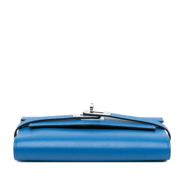 Pre-owned Hermès Medium Epsom Kelly Depliant Wallet Blue