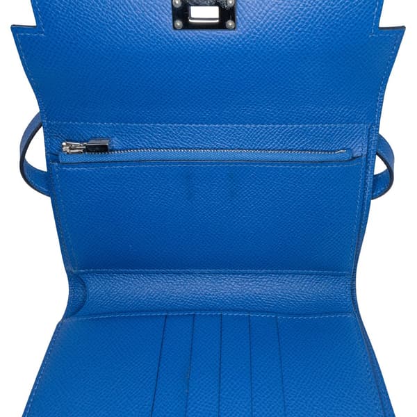 Pre-owned Hermès Medium Epsom Kelly Depliant Wallet Blue