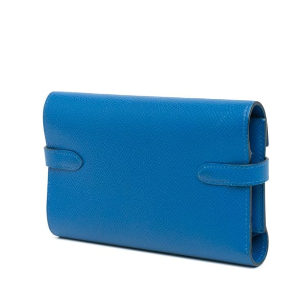 Pre-owned Hermès Medium Epsom Kelly Depliant Wallet Blue