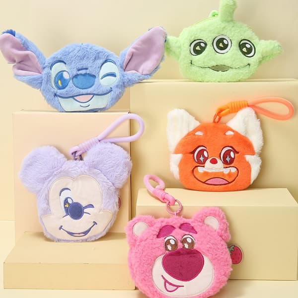 MINISO Mickey Mouse møntpung til piger, lille Disney Change, Mini lilla pung med lynlås, tegneserie plys pung til mønt