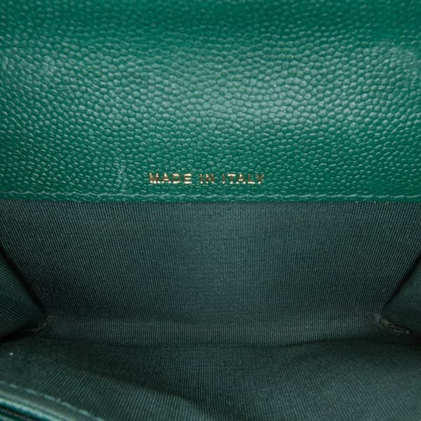 Pre-owned Chanel Chevron Caviar Boy Card Holder Green