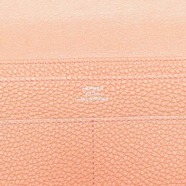 Pre-owned Hermès Togo Dogon Duo Wallet GM Orange