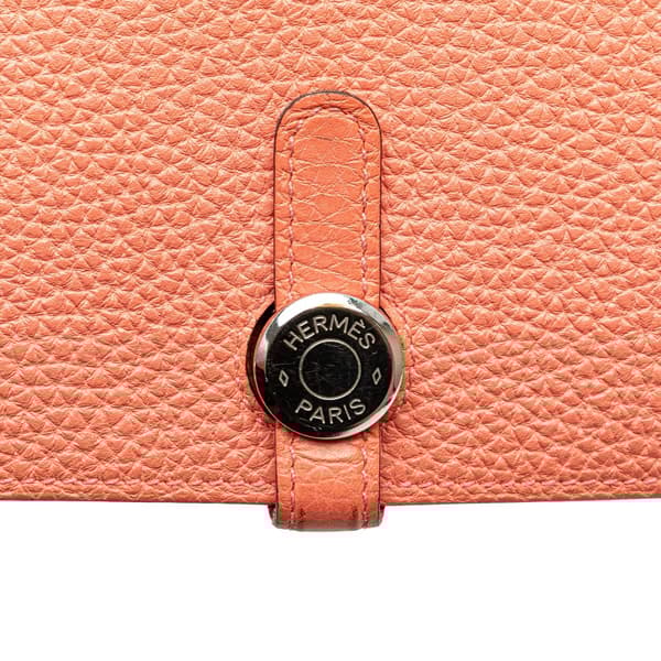 Pre-owned Hermès Togo Dogon Duo Wallet GM Orange