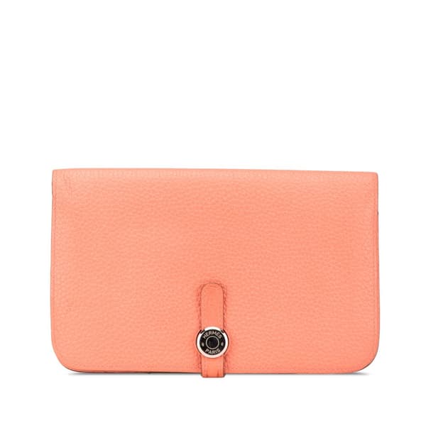 Pre-owned Hermès Togo Dogon Duo Wallet GM Orange