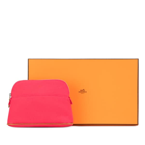 Pre-owned Hermès Toile Bolide Trousse de Voyage PM Pink