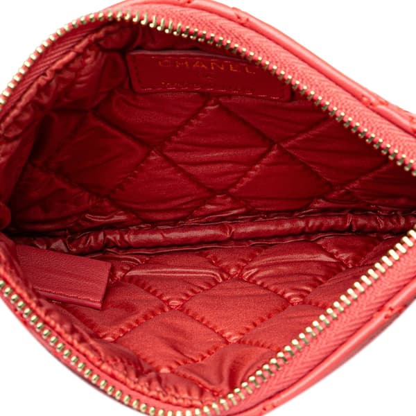 Pre-owned Chanel Mini Lambskin Double Stitch Tassel Pouch Pink