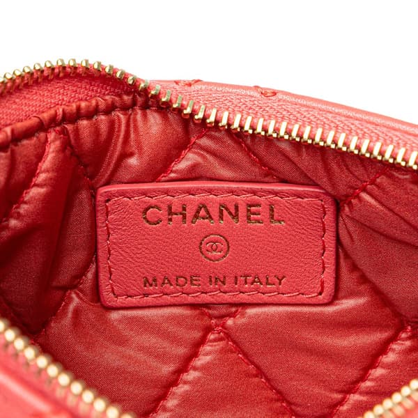 Pre-owned Chanel Mini Lambskin Double Stitch Tassel Pouch Pink