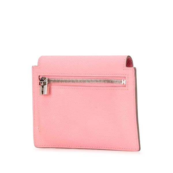 Pre-owned Hermès Epsom Kelly Pocket Compact Wallet Pink