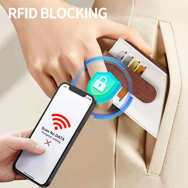 INF RFID-blokerende pung med lynlås, kortholder i læder