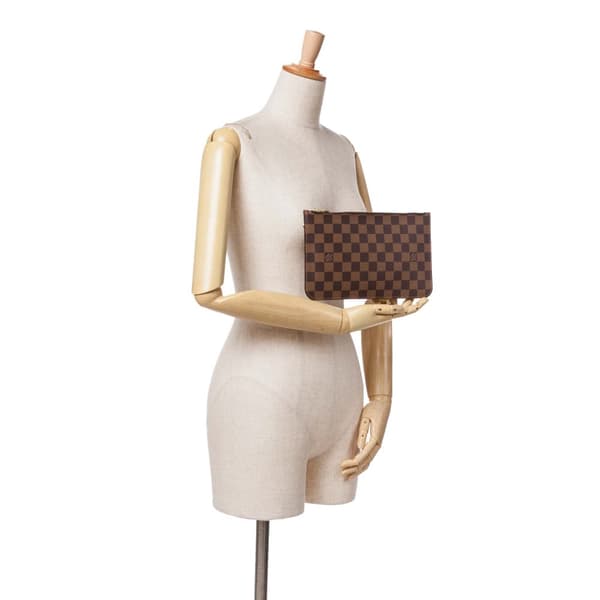 Pre-owned Louis Vuitton Damier Ebene Neverfull Pouch Brown