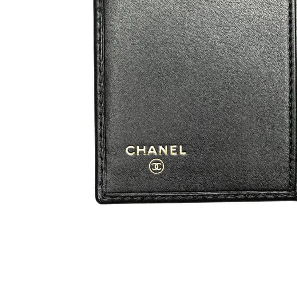 Pre-owned Chanel CC Calfskin Bifold Card Holder Black