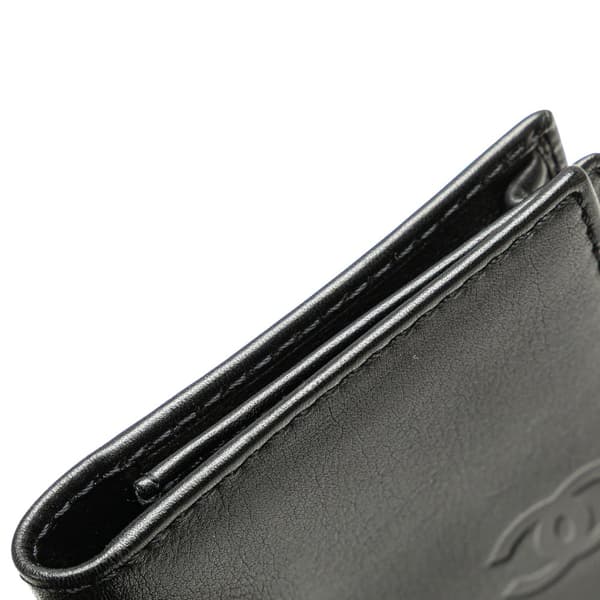 Pre-owned Chanel CC Calfskin Bifold Card Holder Black
