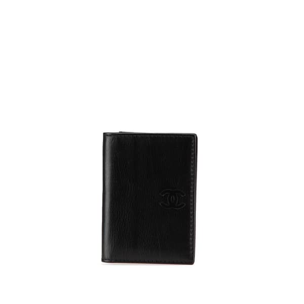 Pre-owned Chanel CC Calfskin Bifold Card Holder Black