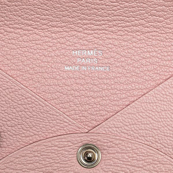 Pre-owned Hermès Chevre Mysore Calvi Duo Card Holder Pink