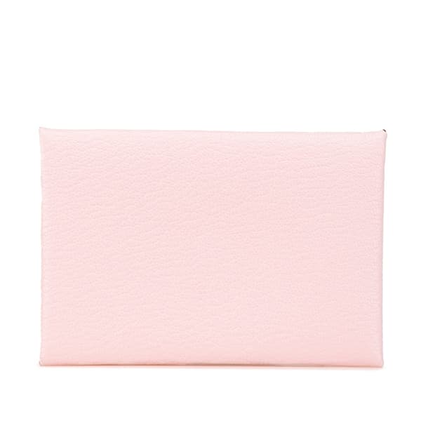 Pre-owned Hermès Chevre Mysore Calvi Duo Card Holder Pink