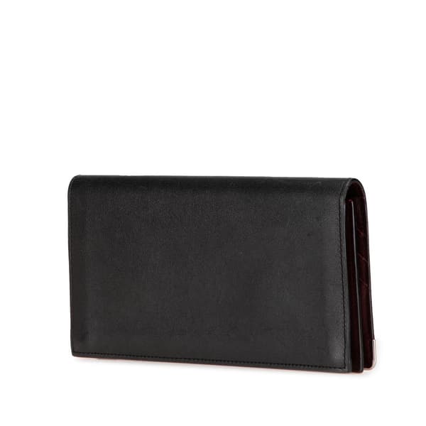 Pre-owned Cartier Leather Must De Cartier Long Wallet Black