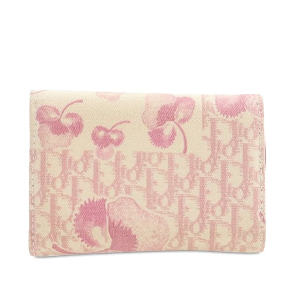 Pre-owned Dior Oblique Canvas Cherry Blossom Girly Saddle Key Holder Pink