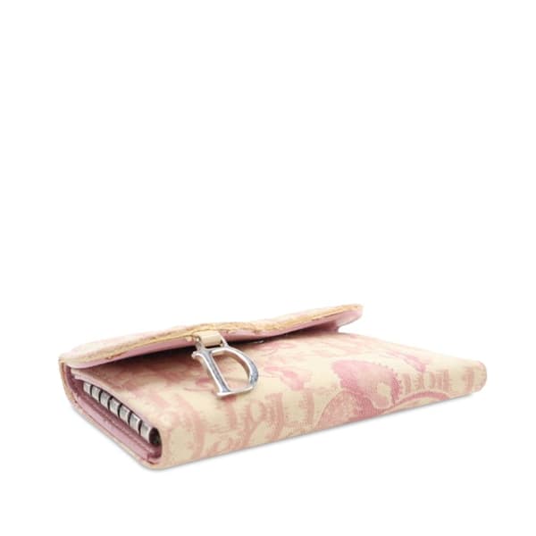 Pre-owned Dior Oblique Canvas Cherry Blossom Girly Saddle Key Holder Pink