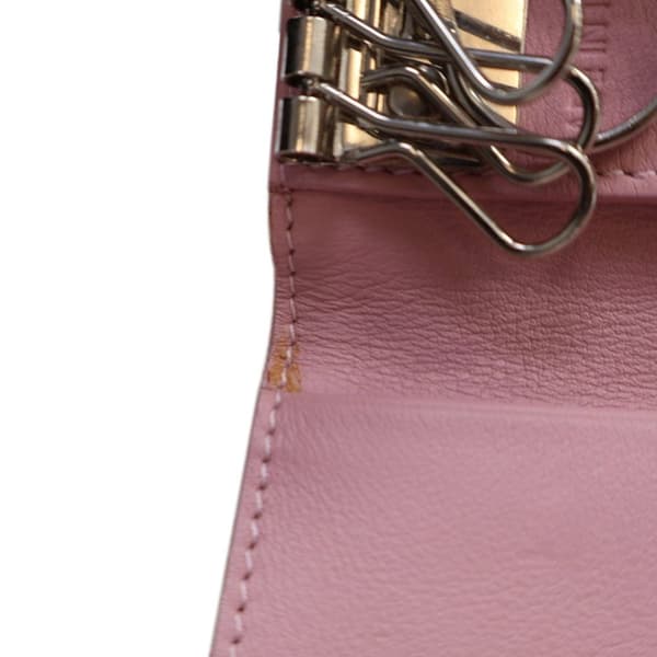 Pre-owned Dior Oblique Canvas Cherry Blossom Girly Saddle Key Holder Pink