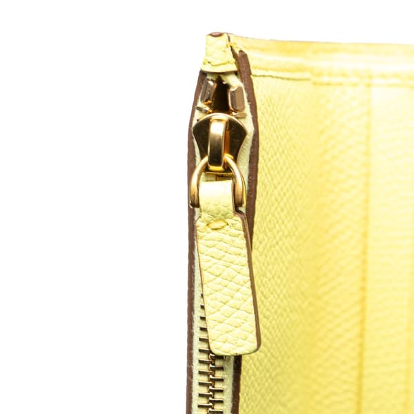 Pre-owned Valentino VLogo Leather Small Wallet Yellow