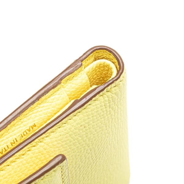 Pre-owned Valentino VLogo Leather Small Wallet Yellow