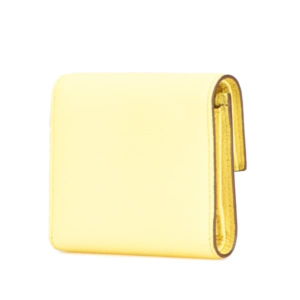 Pre-owned Valentino VLogo Leather Small Wallet Yellow