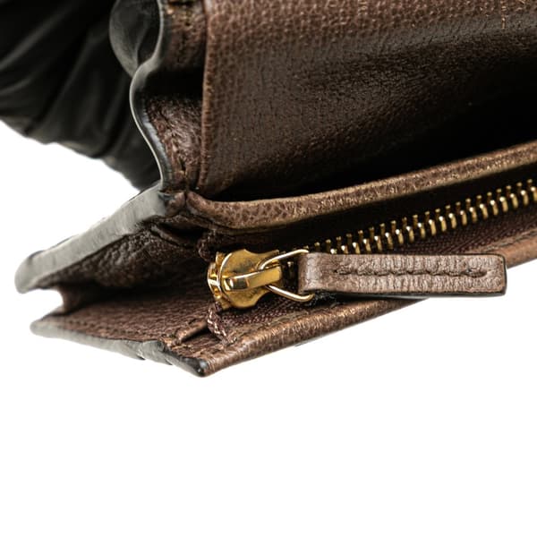 Pre-owned Gucci GG Supreme Ophidia Small Wallet Brown