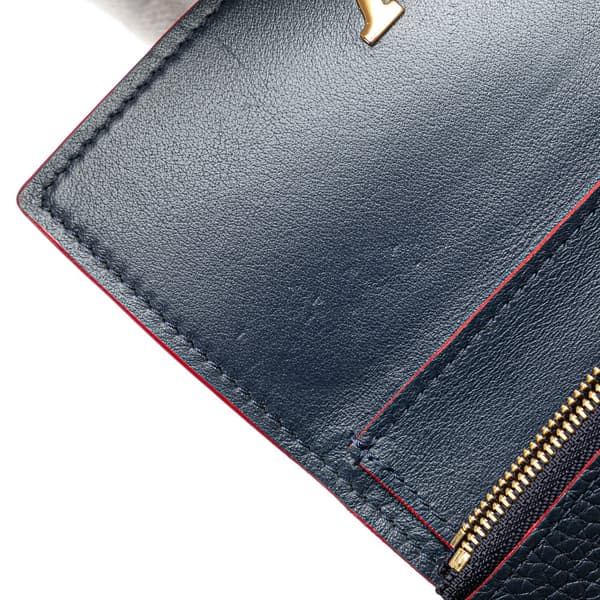 Pre-owned Louis Vuitton Taurillon Capucines Compact Wallet Blue