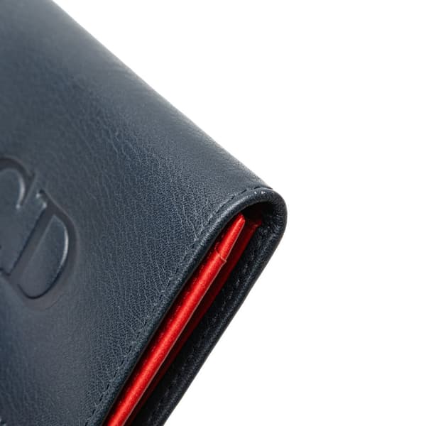 Pre-owned Dior Leather Card Case Blue