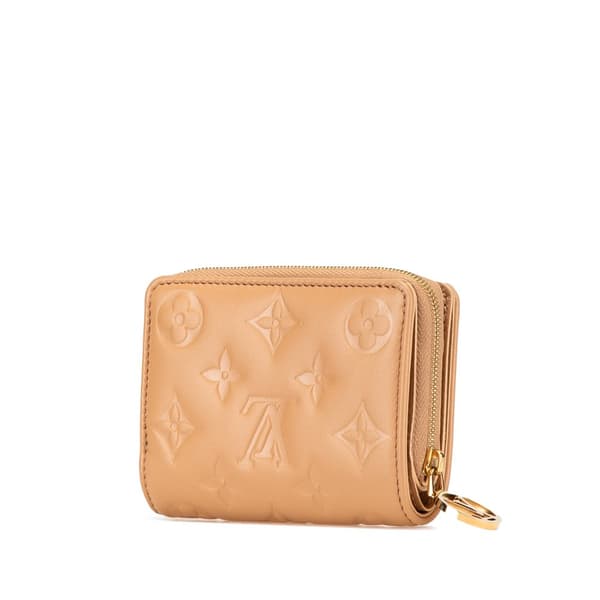 Pre-owned Louis Vuitton Monogram Embossed Coussin Lou Wallet Brown